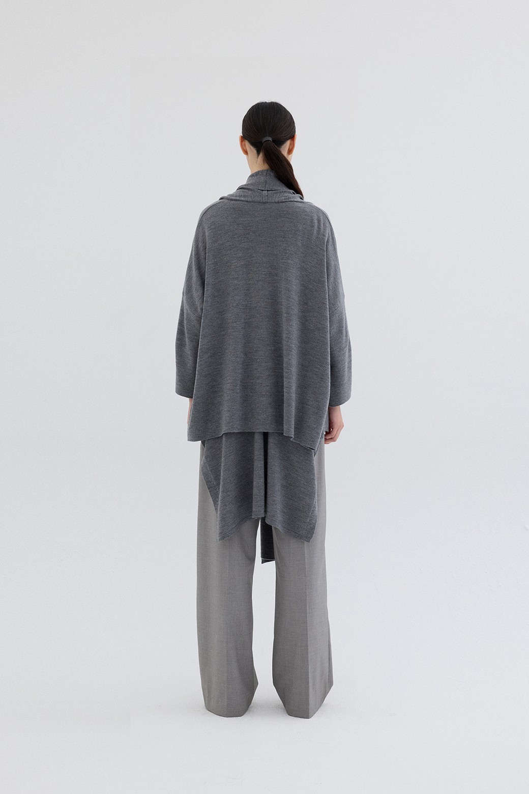 RePLAIN - 가디건 - WOOL SHAWL CARDIGAN_GREY
