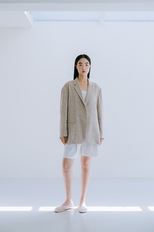 REPLAIN - 자켓 - LINEN BLEND SINGLE JACKET_BROWN