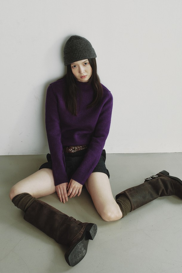 REPLAIN - 스웨터 - STITCH TURTLE KNIT_VIOLET