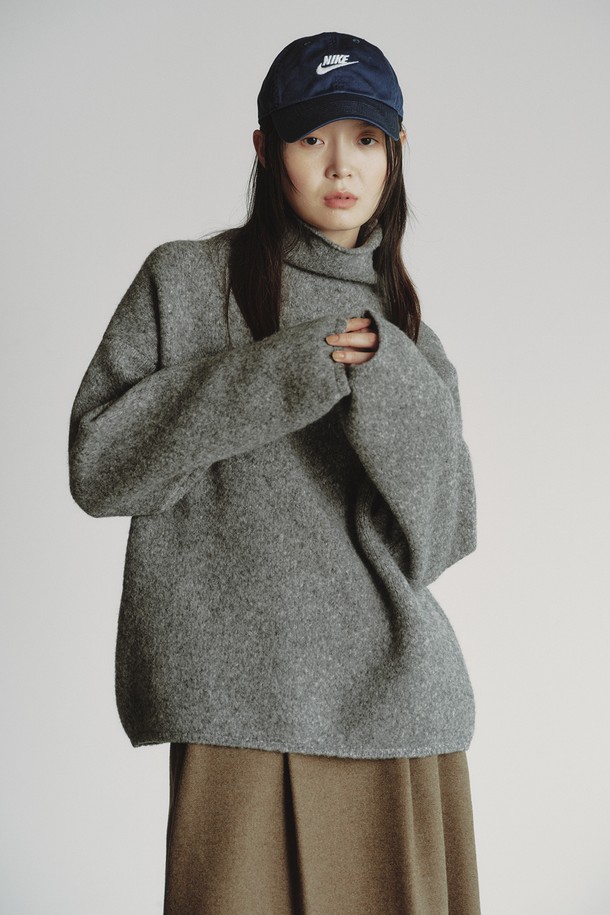 REPLAIN - 터틀넥 - SNOWY CHUNKY KNIT_GREY