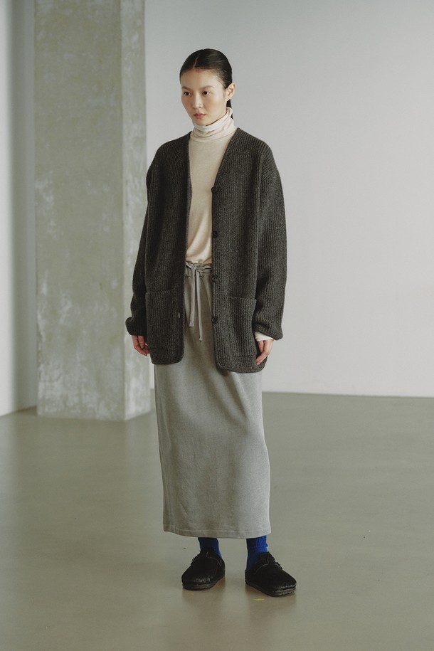 REPLAIN - 가디건 - CASHMERE 10 BOXY CARDIGAN_DARK GREY