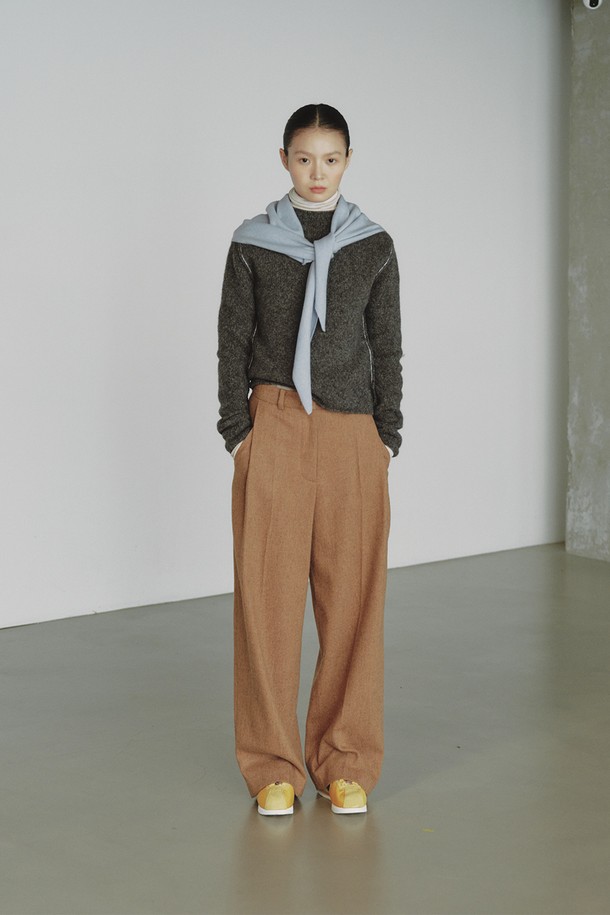 REPLAIN - 롱/미디팬츠 - WOOL BLEND WIDE PANTS_BEIGE