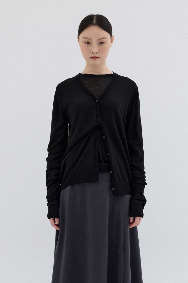 REPLAIN - 가디건 - WOOL SILK CARDIGAN_BLACK