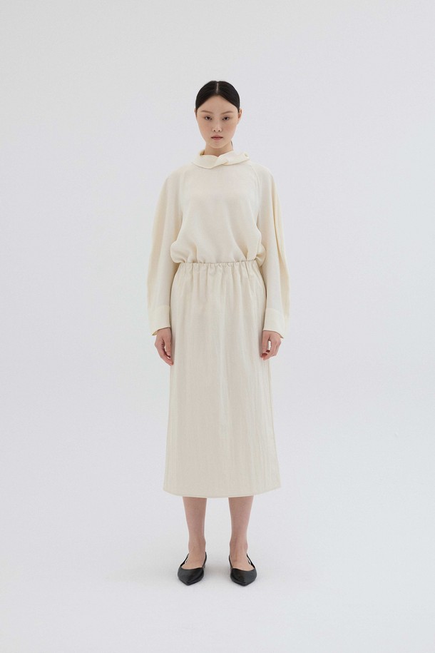 REPLAIN - 미디스커트 - VOLUME MIDI SKIRT _PALE BEIGE