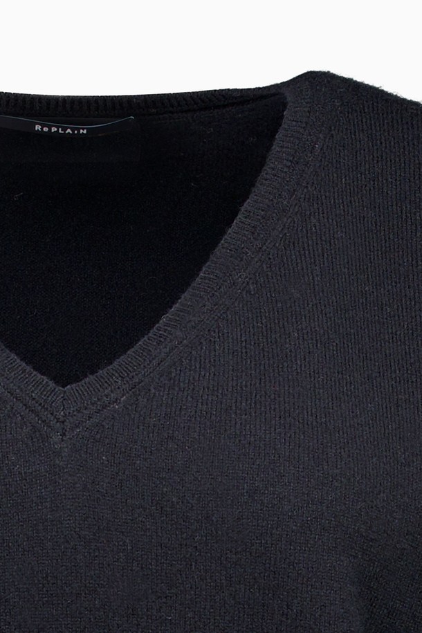 REPLAIN - 스웨터 - CASHMERE 30 V-NECK KNIT_BLACK