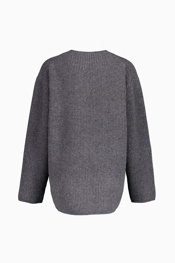 REPLAIN - 가디건 - CASHMERE 10 BOXY CARDIGAN_DARK GREY