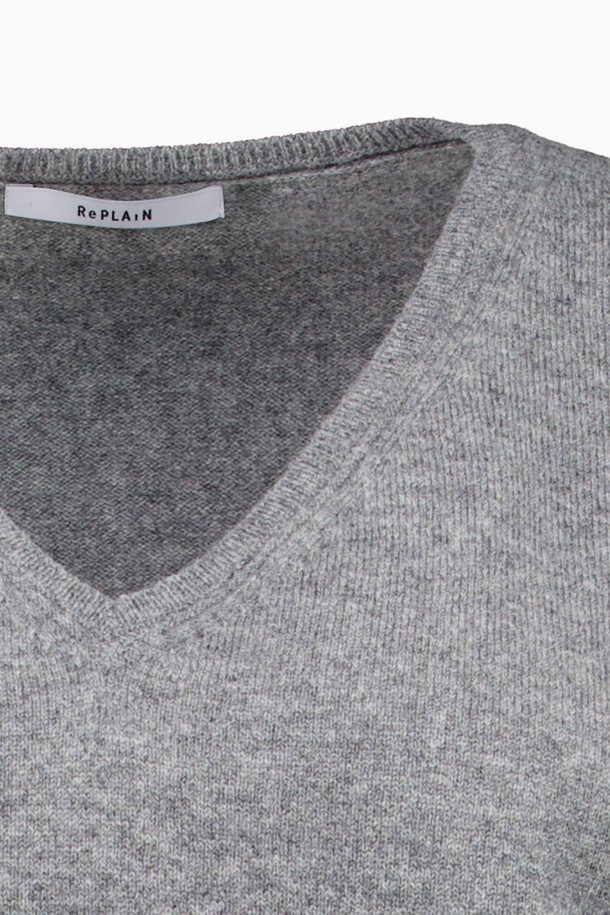 REPLAIN - 스웨터 - CASHMERE 30 V-NECK KNIT_GREY