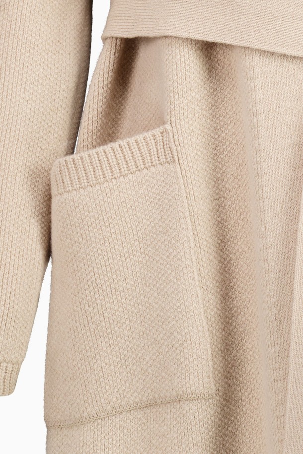 REPLAIN - 코트 - LONG BELT KNIT COAT_PALE BEIGE