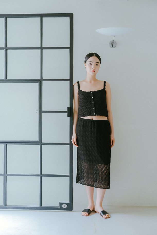 REPLAIN - 미디스커트 - VISCOSE BLENDED LACE LAYERED SKIRT_BLACK