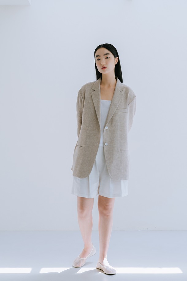 REPLAIN - 자켓 - LINEN BLEND SINGLE JACKET_BROWN