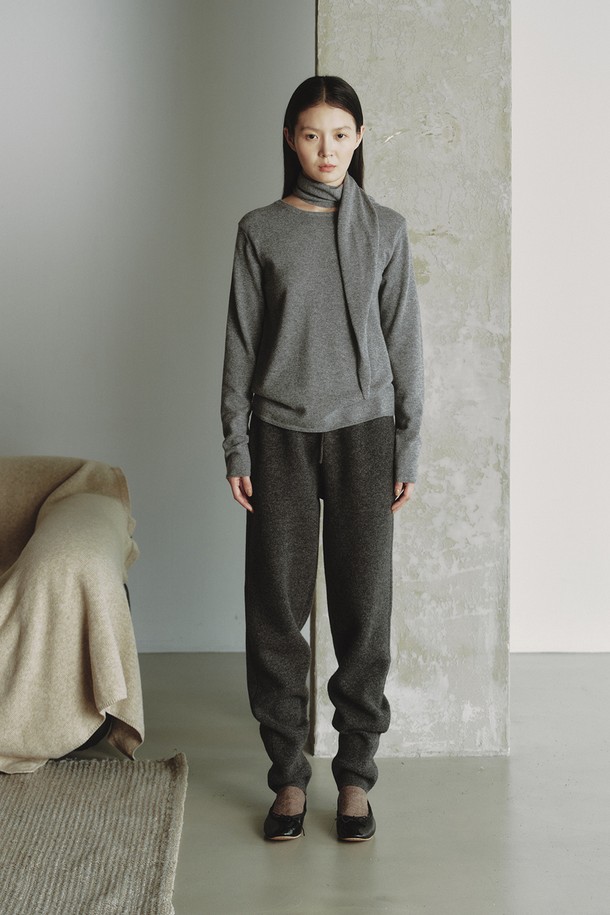 REPLAIN - 스웨터 - CASHMERE 30 KNIT TOP & MUFFLER _GREY