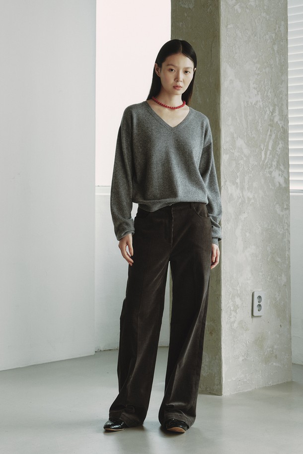 REPLAIN - 스웨터 - CASHMERE 30 V-NECK KNIT_GREY