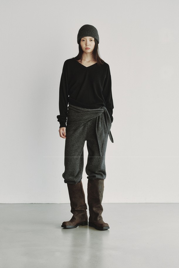 REPLAIN - 스웨터 - CASHMERE 30 V-NECK KNIT_BLACK