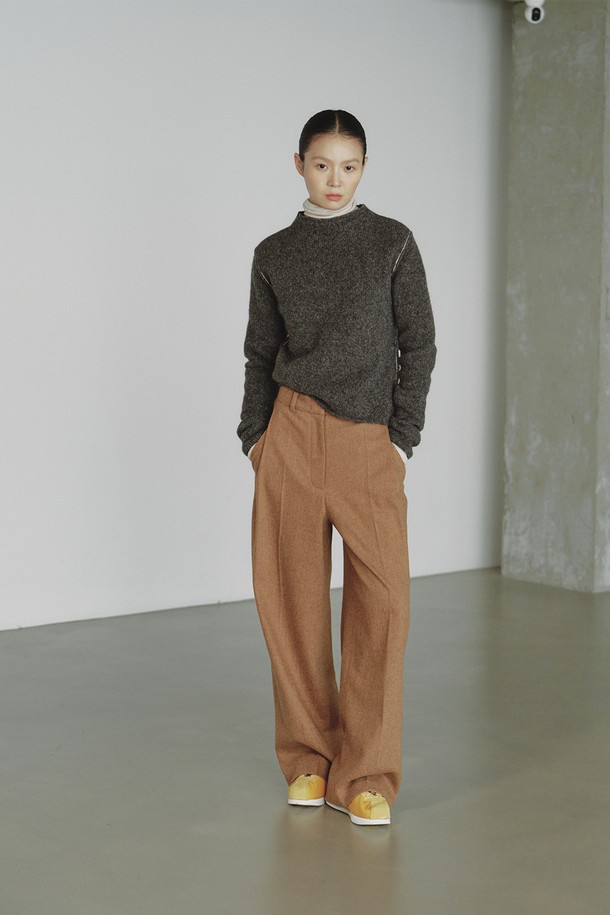 REPLAIN - 스웨터 - STITCH TURTLE KNIT_KHAKI GREY