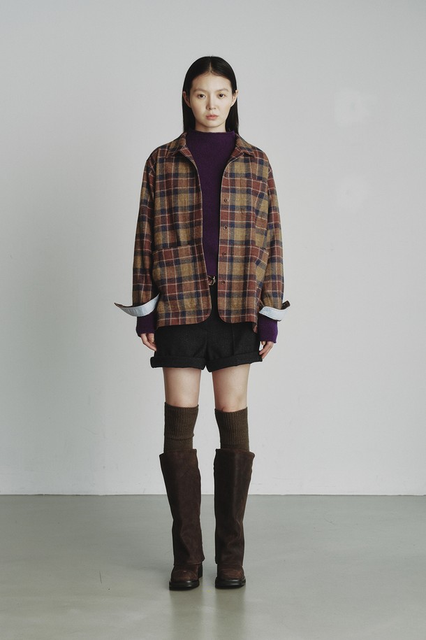 REPLAIN - 자켓 - OVERSIZE CHECK JACKET_BROWN