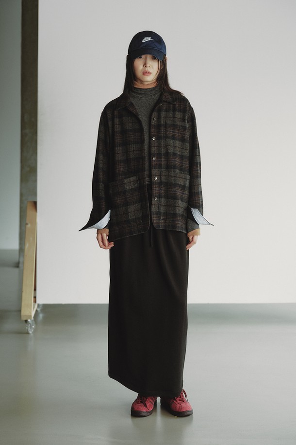 REPLAIN - 자켓 - OVERSIZE CHECK JACKET_DARK GREY