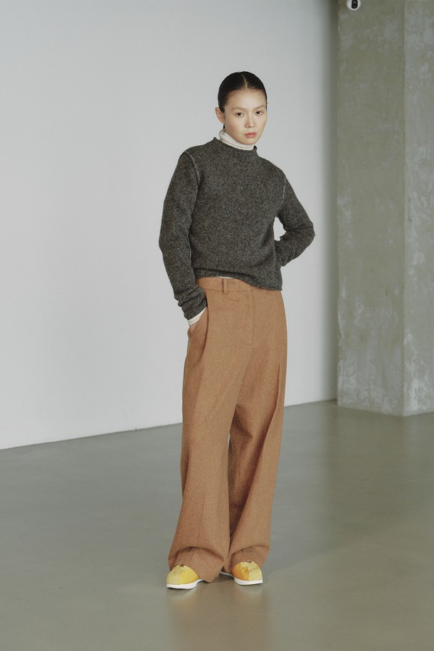 REPLAIN - 롱/미디팬츠 - WOOL BLEND WIDE PANTS_BEIGE