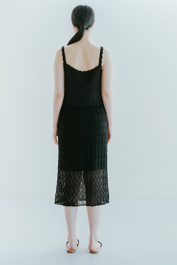 REPLAIN - 미디스커트 - VISCOSE BLENDED LACE LAYERED SKIRT_BLACK