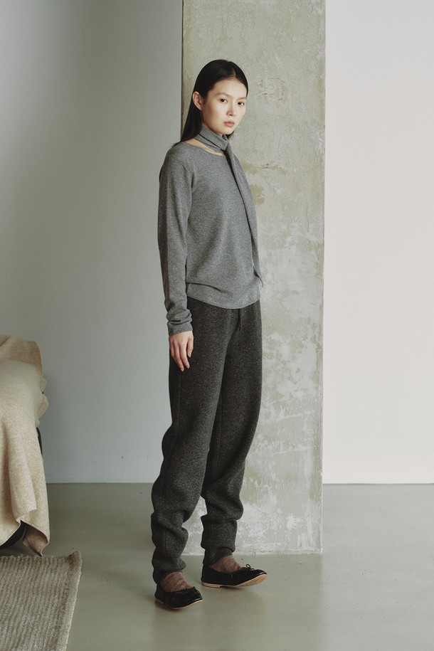 REPLAIN - 스웨터 - CASHMERE 30 KNIT TOP & MUFFLER _GREY