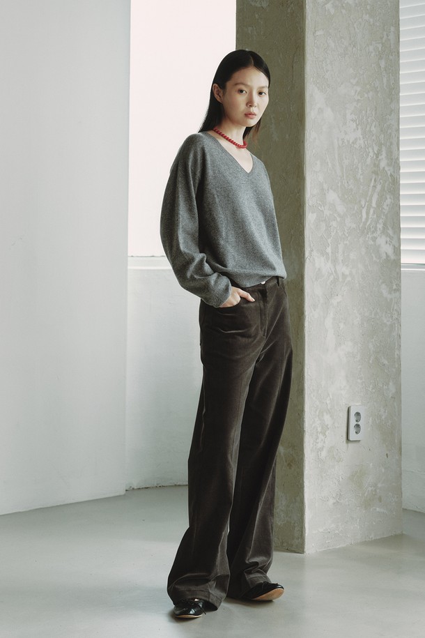 REPLAIN - 스웨터 - CASHMERE 30 V-NECK KNIT_GREY