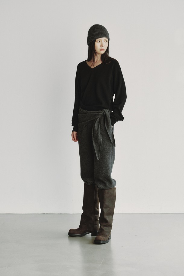 REPLAIN - 스웨터 - CASHMERE 30 V-NECK KNIT_BLACK