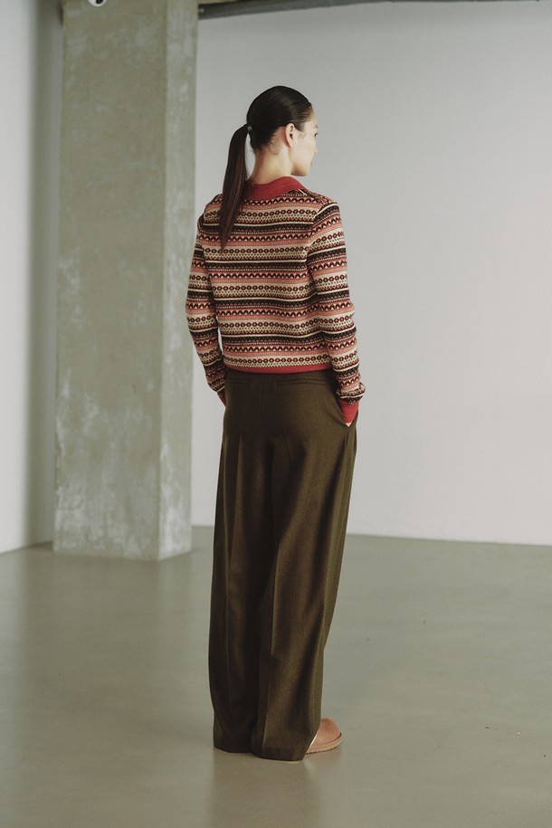 REPLAIN - 스웨터 - COLLAR JACQUARD TOP_RUST