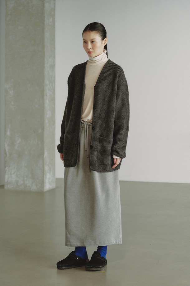 REPLAIN - 가디건 - CASHMERE 10 BOXY CARDIGAN_DARK GREY