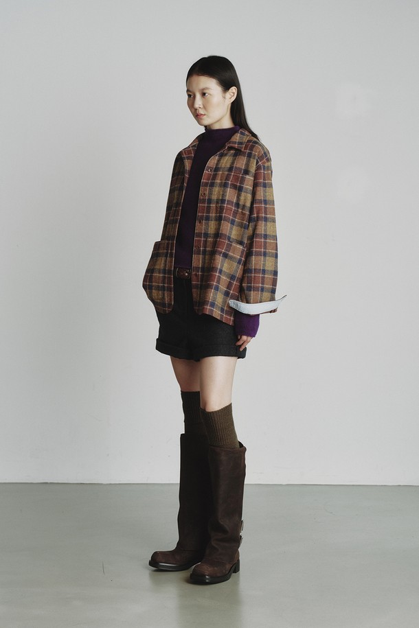 REPLAIN - 자켓 - OVERSIZE CHECK JACKET_BROWN