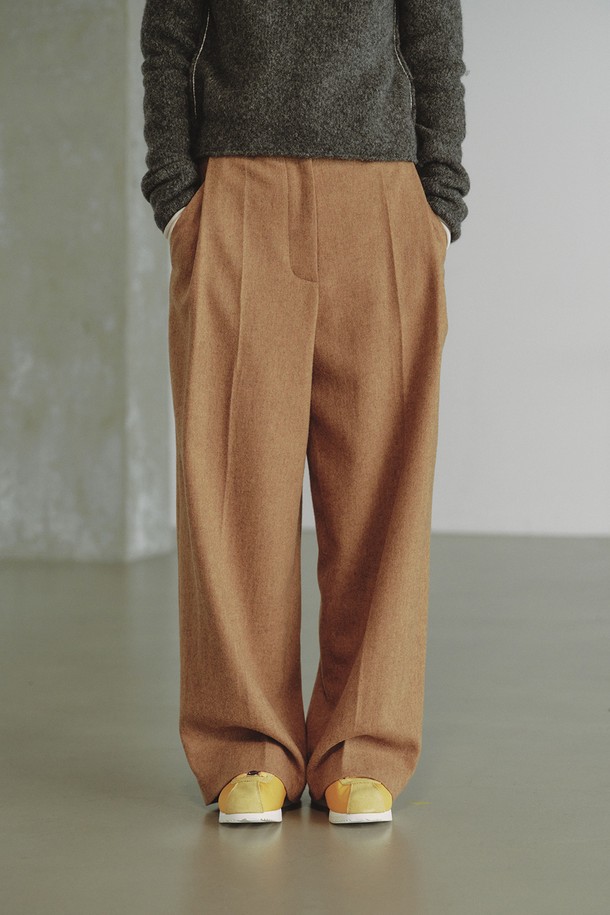 REPLAIN - 롱/미디팬츠 - WOOL BLEND WIDE PANTS_BEIGE