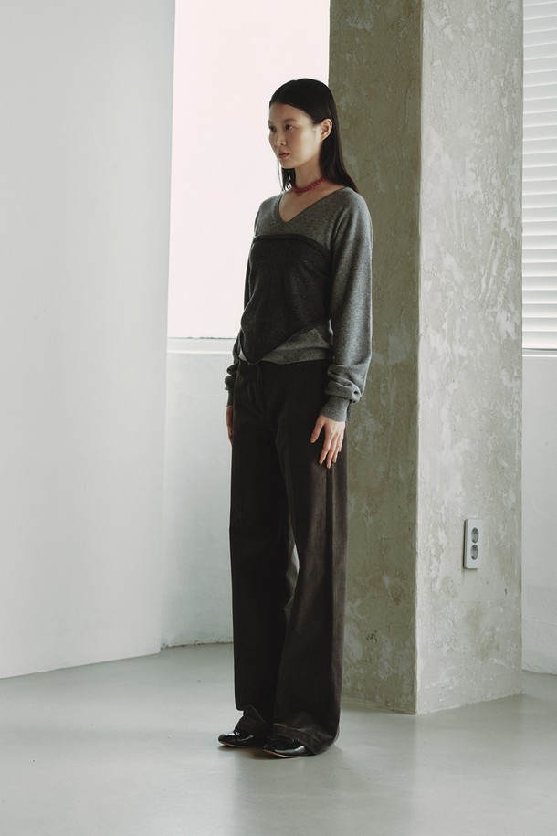 REPLAIN - 롱/미디팬츠 - CORDUROY STRAIGHT PANTS_CHARCOAL