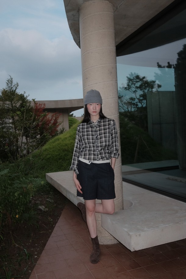 REPLAIN - 쇼트팬츠 - (YEONXJAE COLLABO) WOOL BLEND SHORTS_NAVY