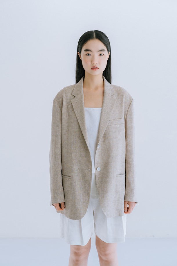 REPLAIN - 자켓 - LINEN BLEND SINGLE JACKET_BROWN