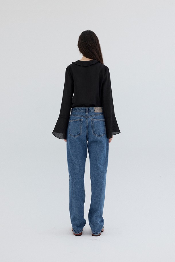 REPLAIN - 블라우스 - TEXTURED FRILL BLOUSE_BLACK