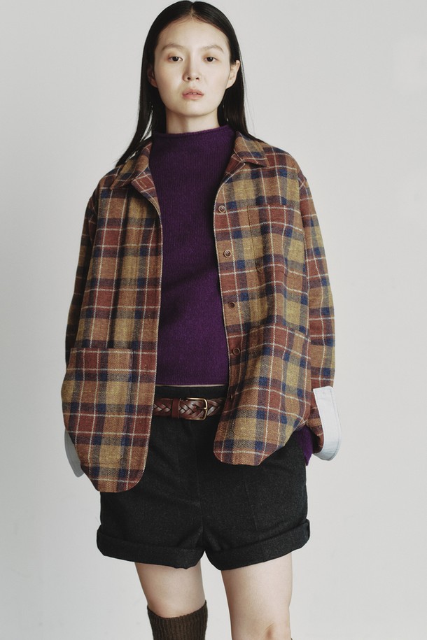 REPLAIN - 자켓 - OVERSIZE CHECK JACKET_BROWN