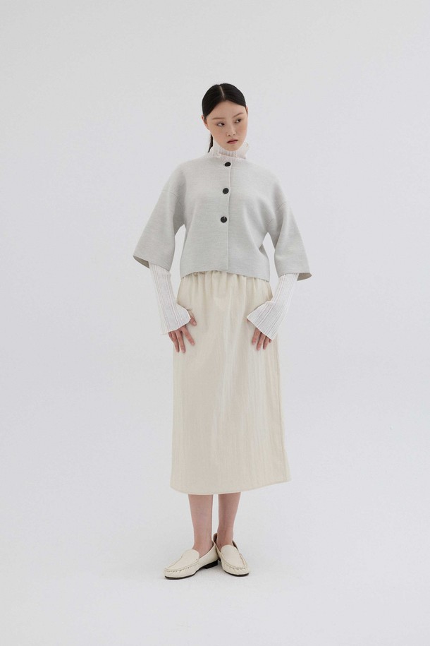 REPLAIN - 미디스커트 - VOLUME MIDI SKIRT _PALE BEIGE