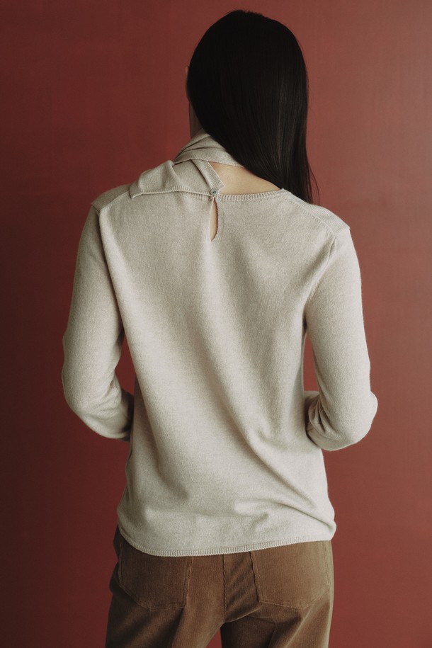 REPLAIN - 스웨터 - CASHMERE 30 KNIT TOP & MUFFLER _PALE BEIGE