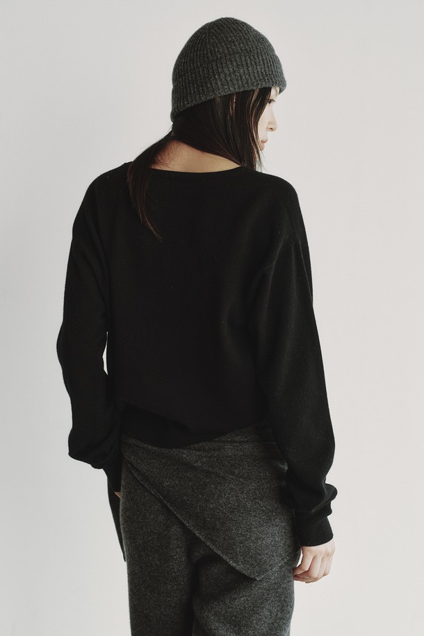 REPLAIN - 스웨터 - CASHMERE 30 V-NECK KNIT_BLACK