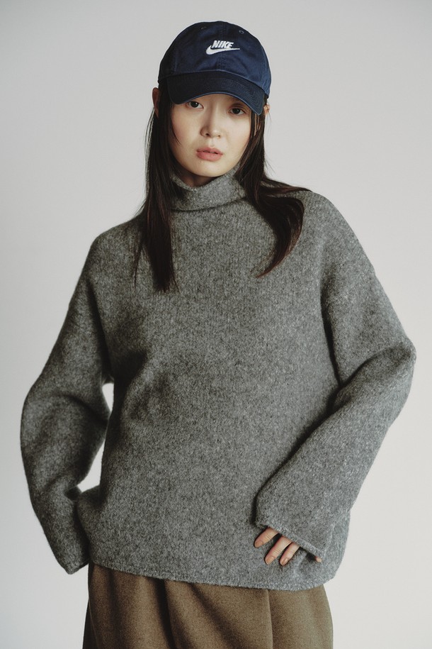 REPLAIN - 터틀넥 - SNOWY CHUNKY KNIT_GREY