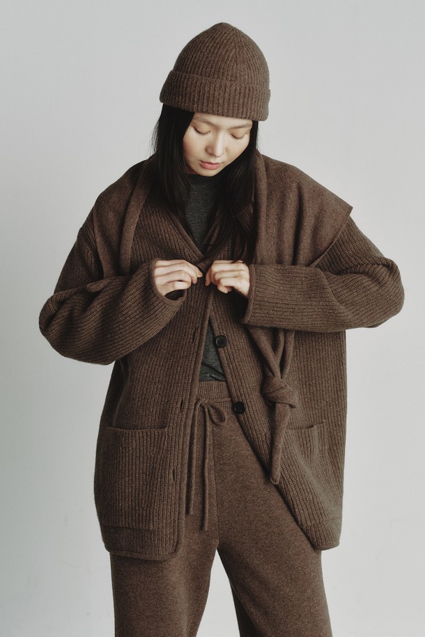 REPLAIN - 가디건 - CASHMERE 10 BOXY CARDIGAN_BROWN