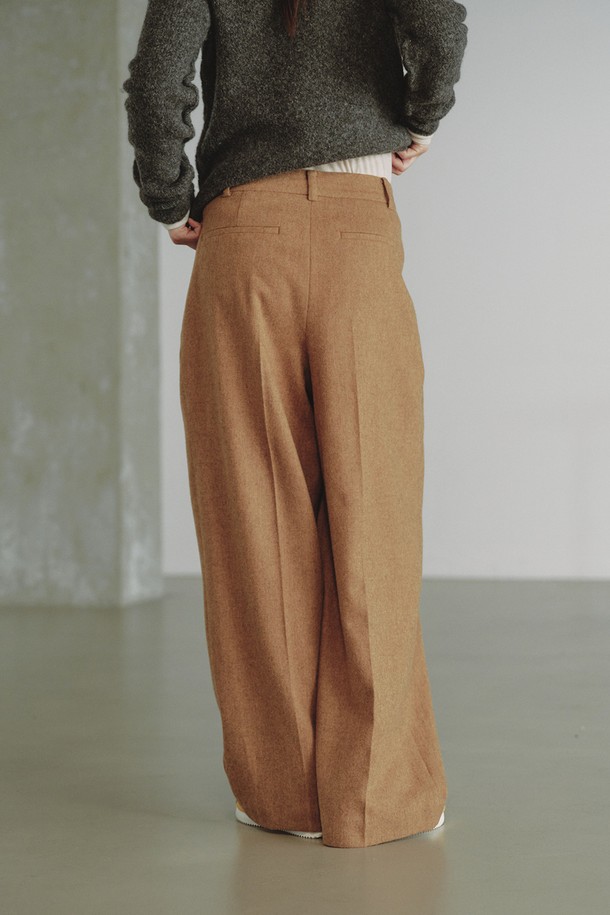 REPLAIN - 롱/미디팬츠 - WOOL BLEND WIDE PANTS_BEIGE