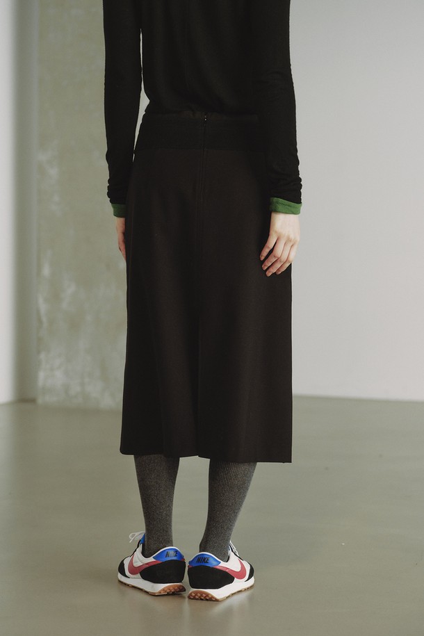 REPLAIN - 롱스커트 - WOOL BLOCK PENCIL SKIRT_BLACK