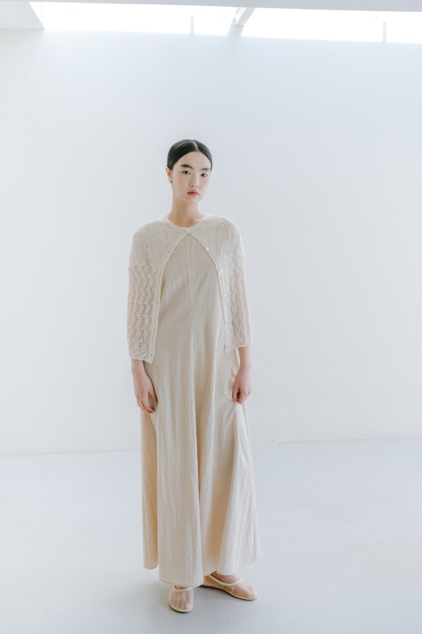 RePLAIN - 반소매 원피스 - BOATNECK MAXI DRESS_PALE BEIGE