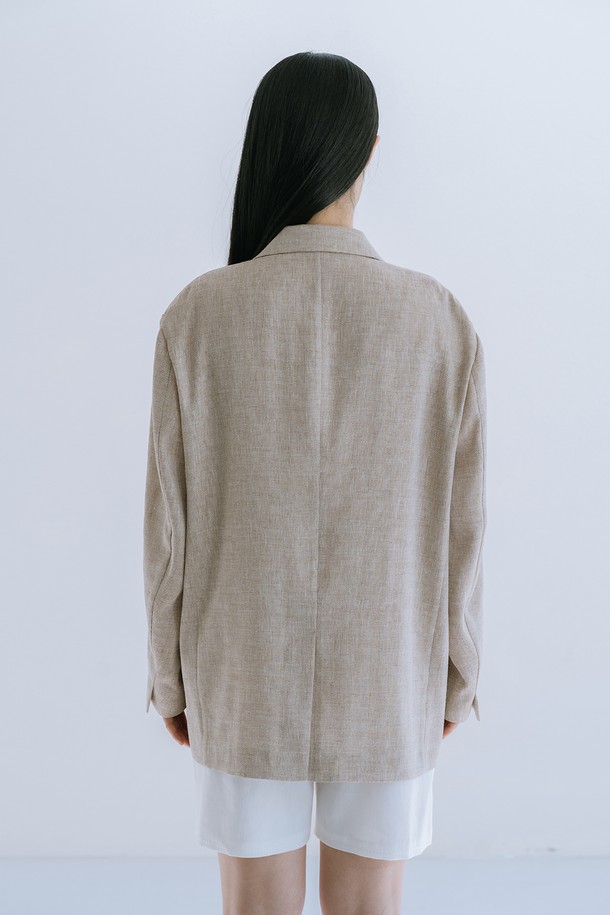 REPLAIN - 자켓 - LINEN BLEND SINGLE JACKET_BROWN