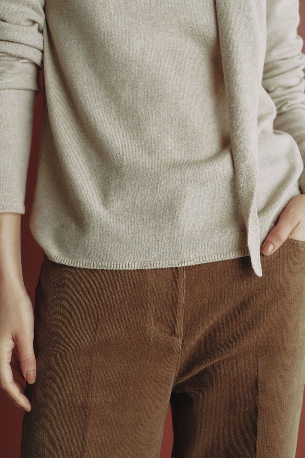 REPLAIN - 스웨터 - CASHMERE 30 KNIT TOP & MUFFLER _PALE BEIGE