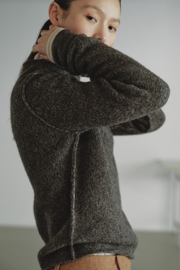 REPLAIN - 스웨터 - STITCH TURTLE KNIT_KHAKI GREY