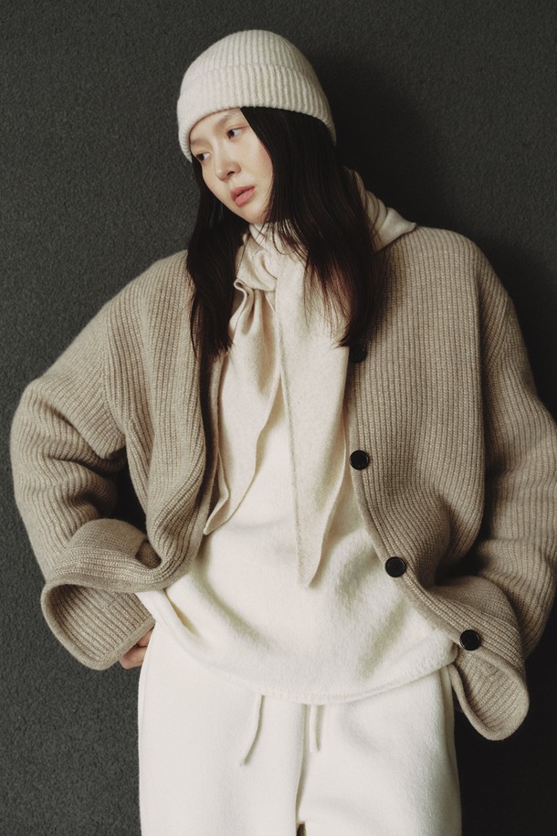 REPLAIN - 가디건 - CASHMERE 10 BOXY CARDIGAN_BEIGE