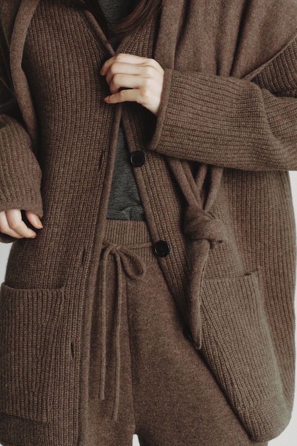 REPLAIN - 가디건 - CASHMERE 10 BOXY CARDIGAN_BROWN