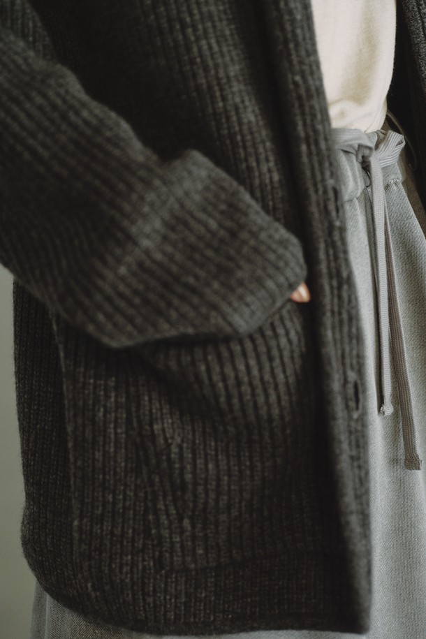 REPLAIN - 가디건 - CASHMERE 10 BOXY CARDIGAN_DARK GREY