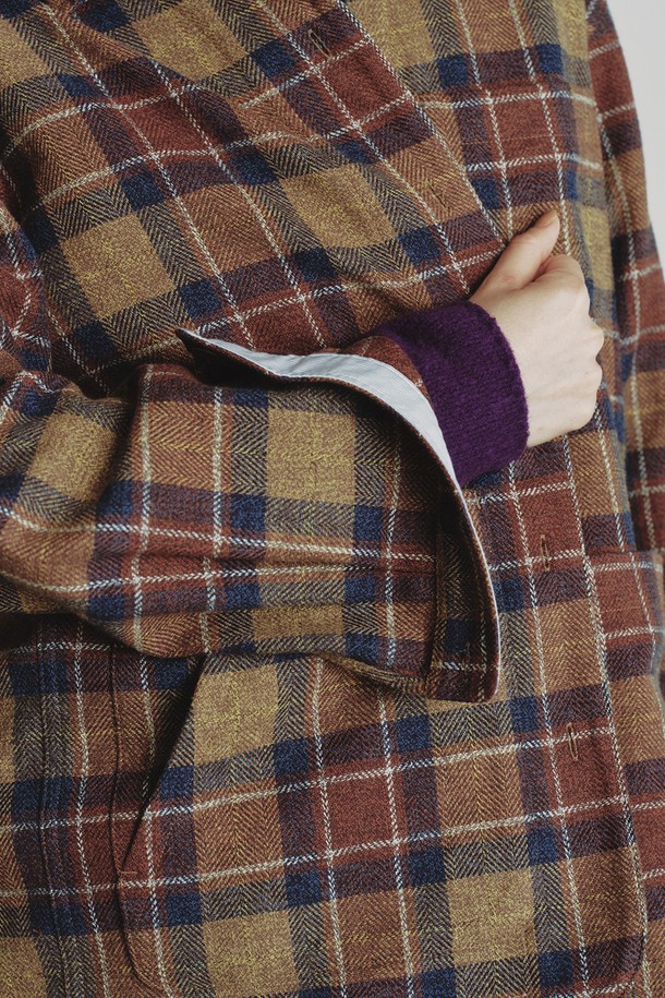 REPLAIN - 자켓 - OVERSIZE CHECK JACKET_BROWN