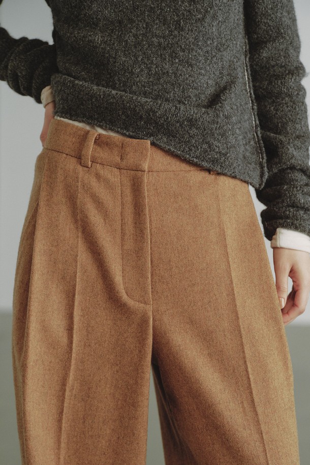 REPLAIN - 롱/미디팬츠 - WOOL BLEND WIDE PANTS_BEIGE